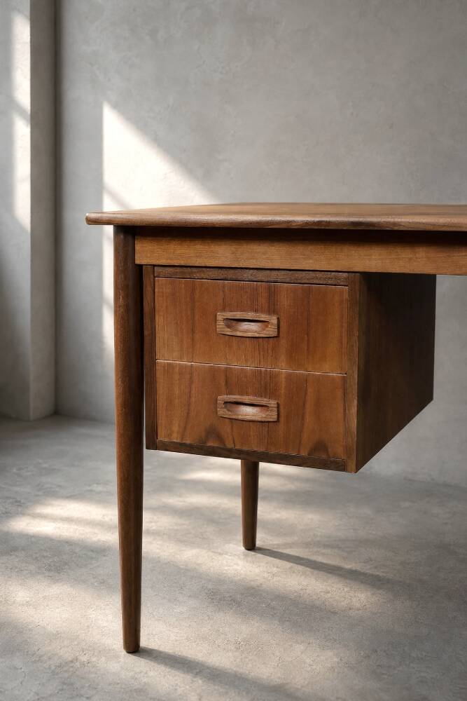 Vintage Scandinavian modern teak desk from the 1960s with drawers.