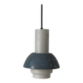 Metal and blue glass ceiling light by Ernest Igl for Hillebrand, 1950s, Germany