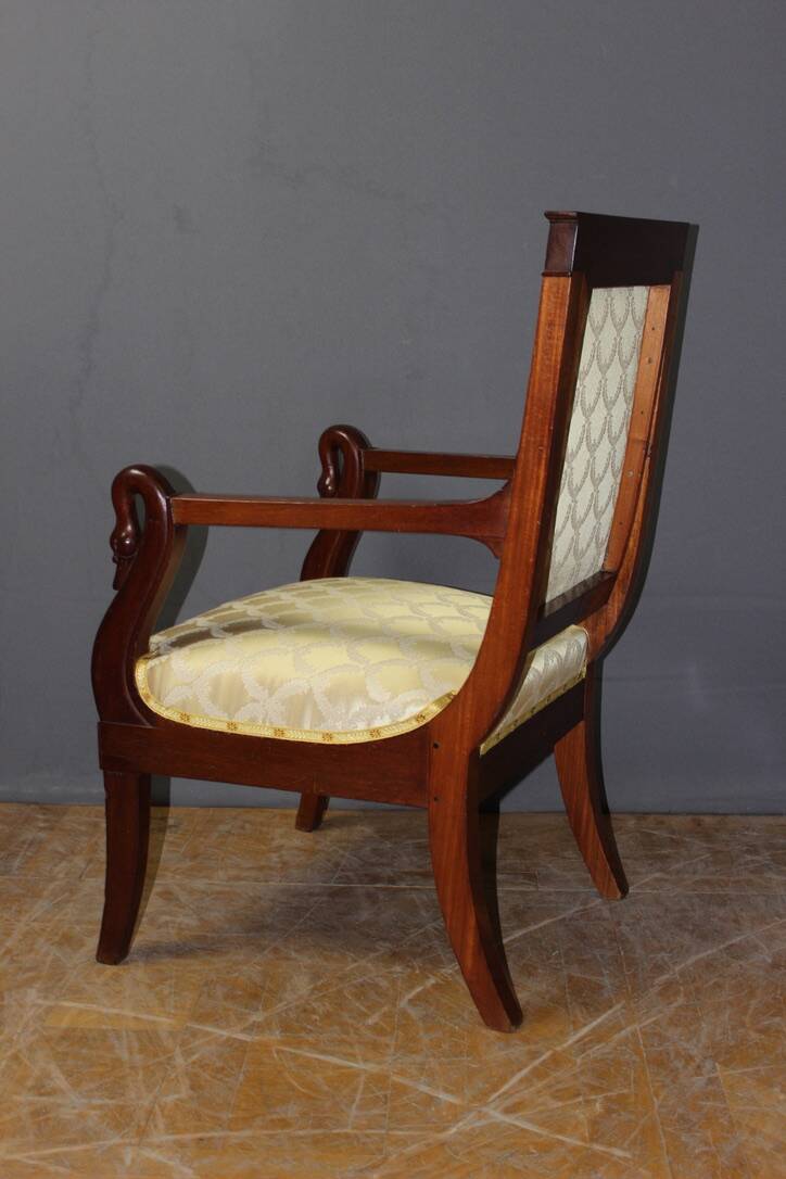 Empire Swan Neck Armchair in Mahogany, Early 19th Century