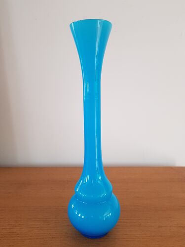 Vase verre bleu