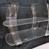 Vintage plexiglass trolley, david lange table on wheels