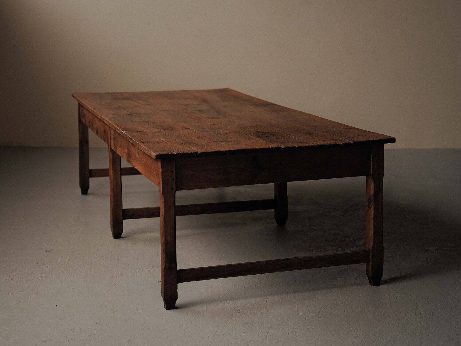Large antique table in solid pine – France, around 1900