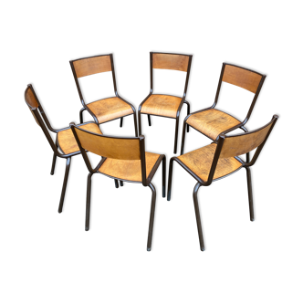 6 chaises d’école vintage