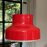 Red bumling pendant light - 70s suede