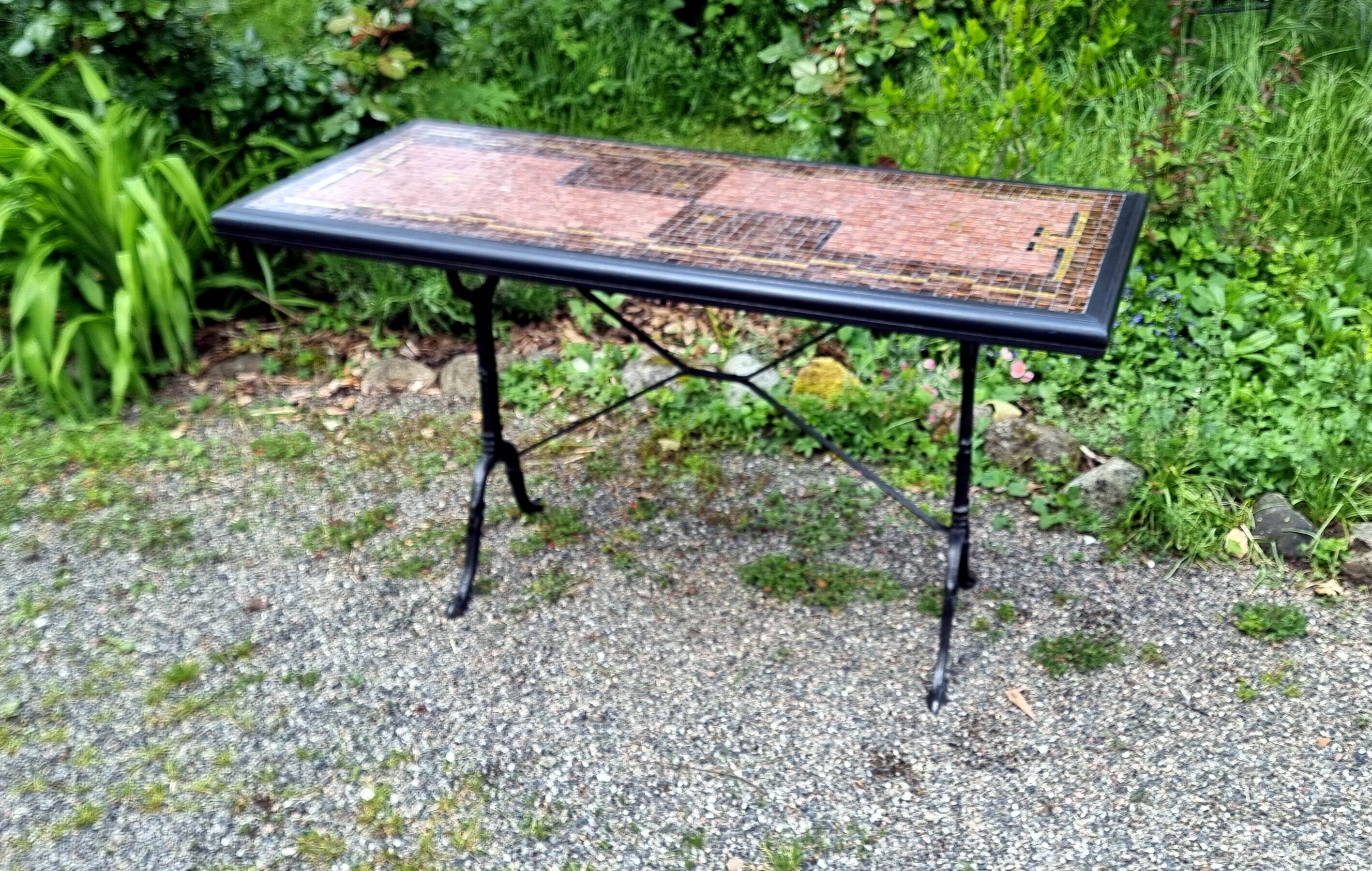 Table bistrot mosaïque de verre années 70