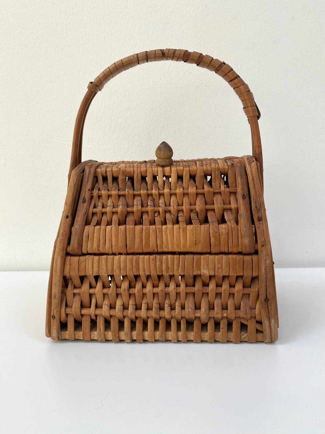 Vintage woven wicker rattan basket
