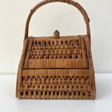 Vintage woven wicker rattan basket