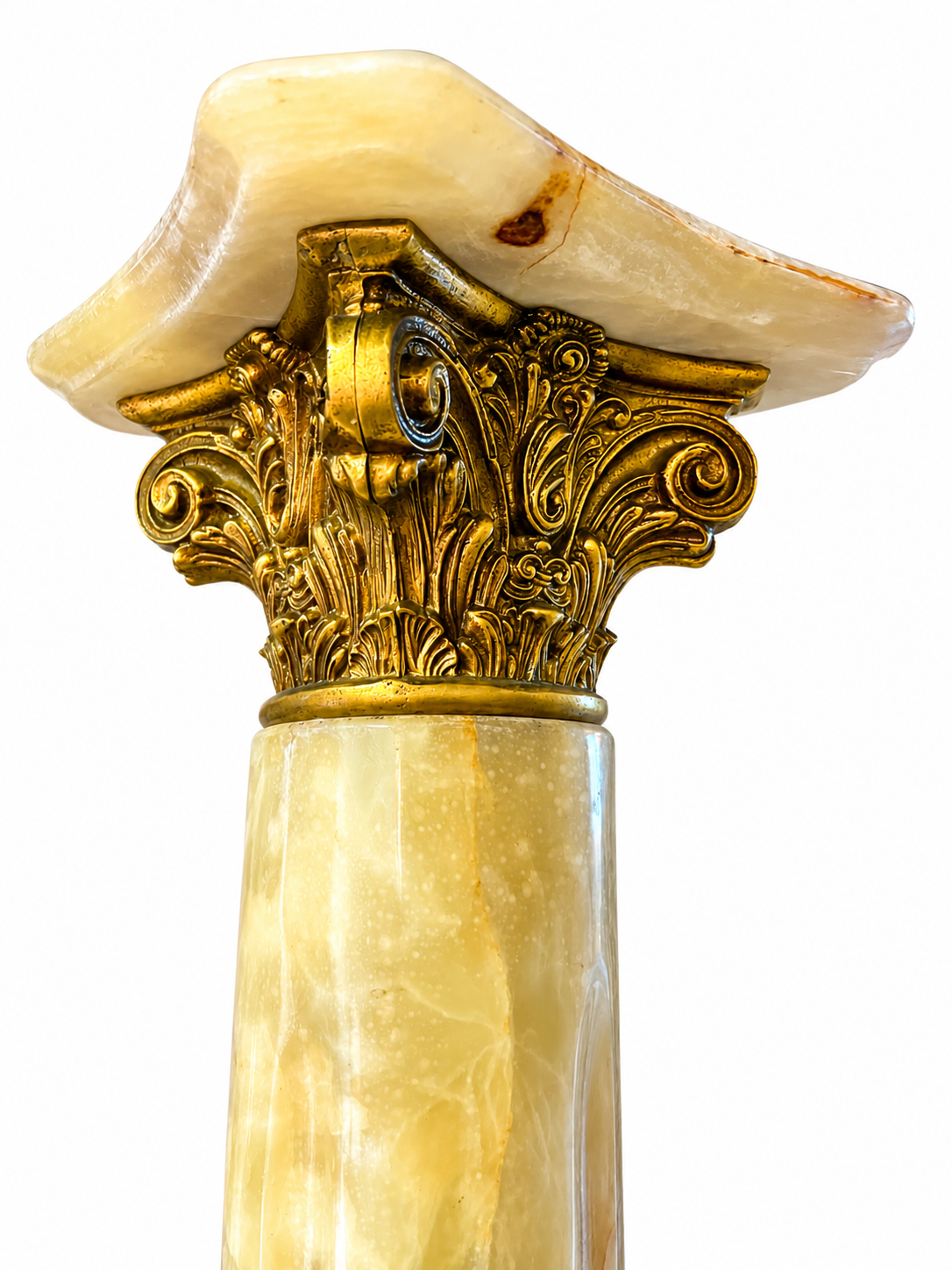 Onyx and gilded bronze column in Corinthian style – Display pedestal