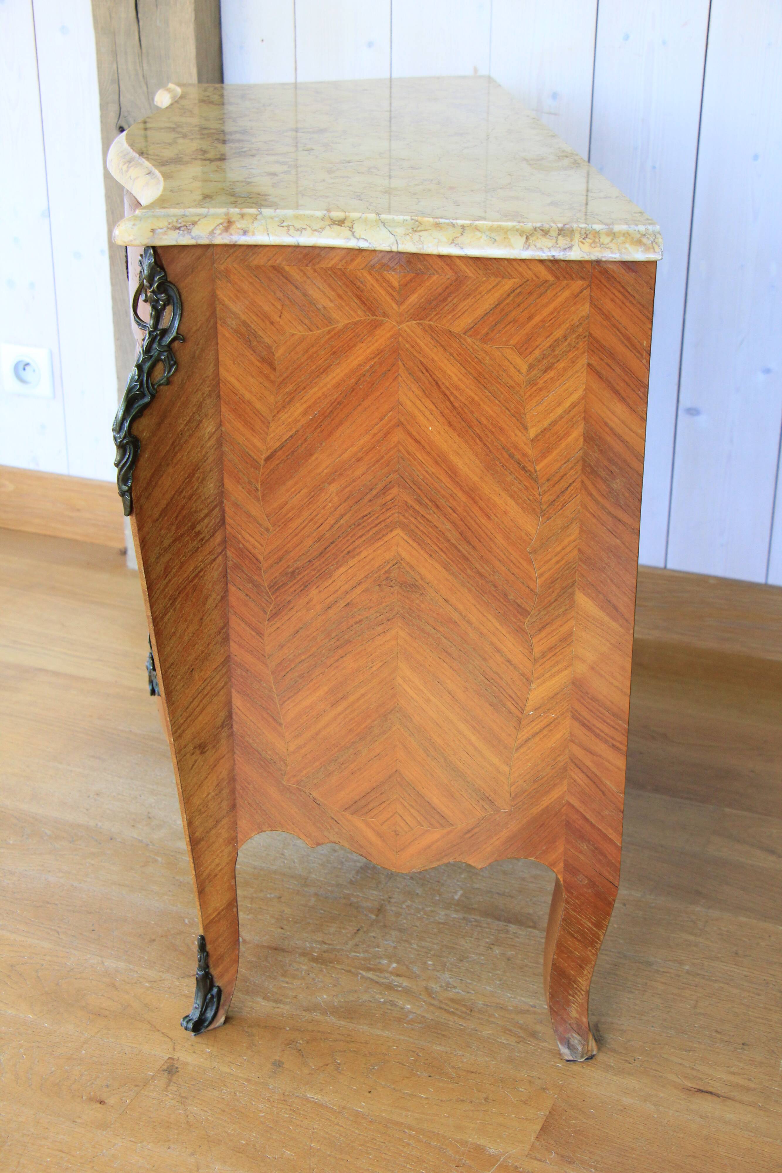 Louis XV style curved commode in rosewood