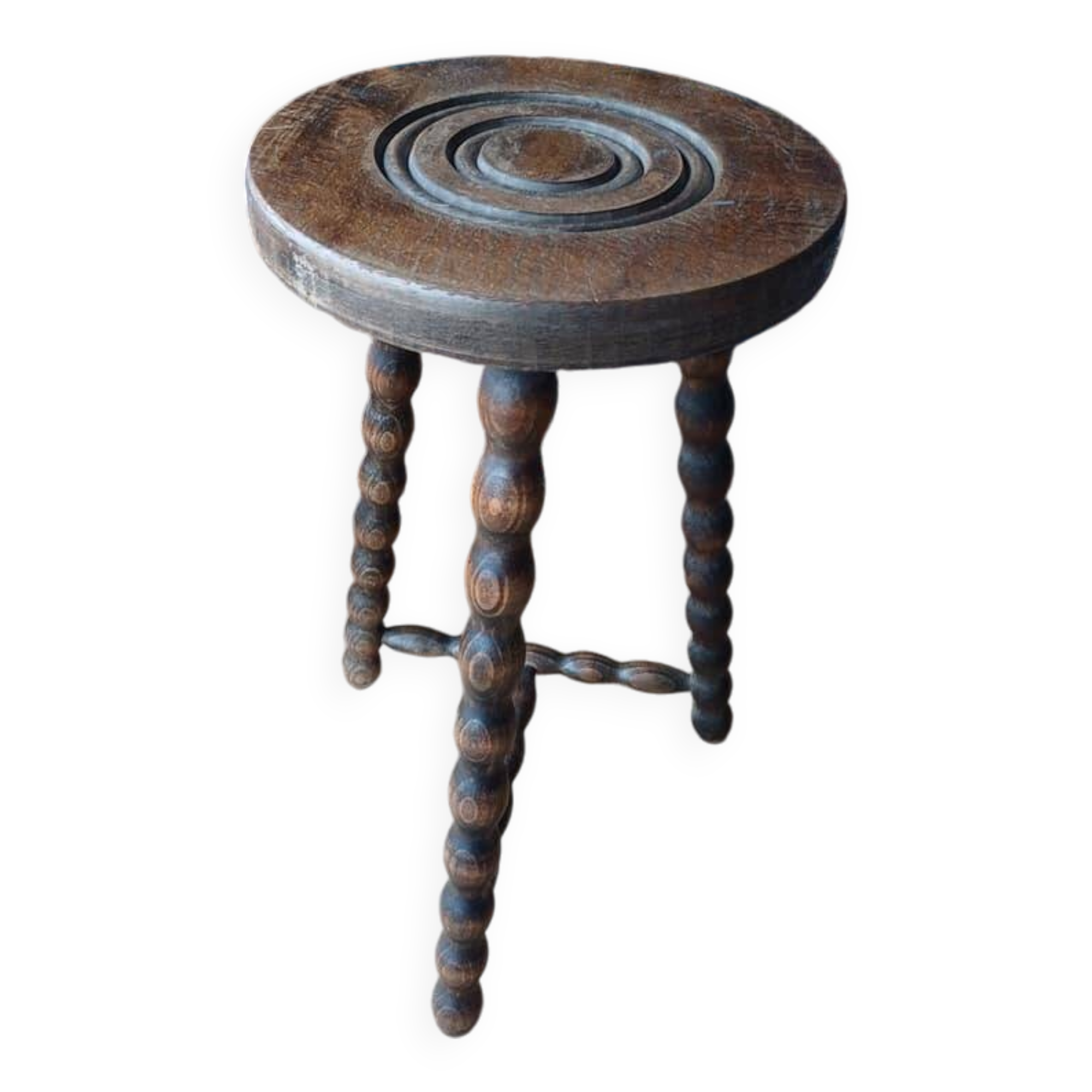 Beaded Tripod Mid-Height Stool