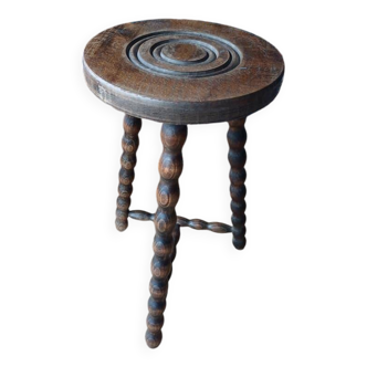 Beaded Tripod Mid-Height Stool