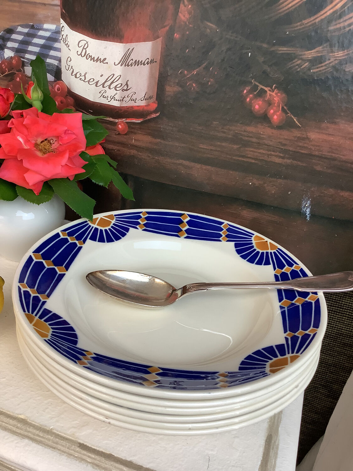 6 hollow plates made in france badonviller