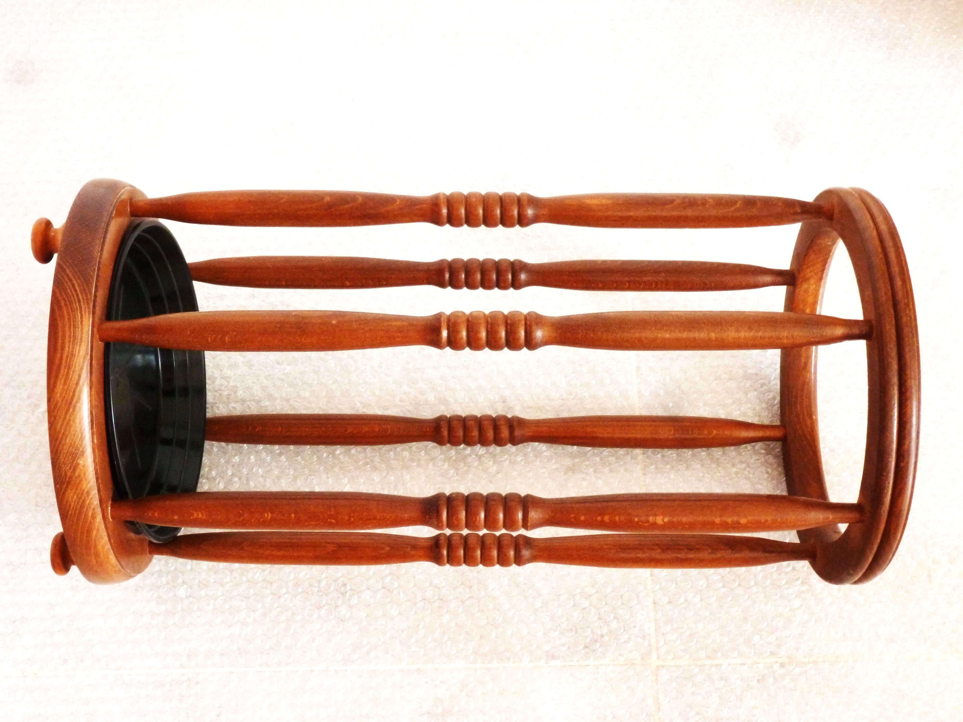 wooden umbrella stand, openwork wooden umbrella rest, wooden walking stick holder.