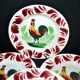 Set of 6 hand-painted Choisy-Le-Roi earthenware COQ plates