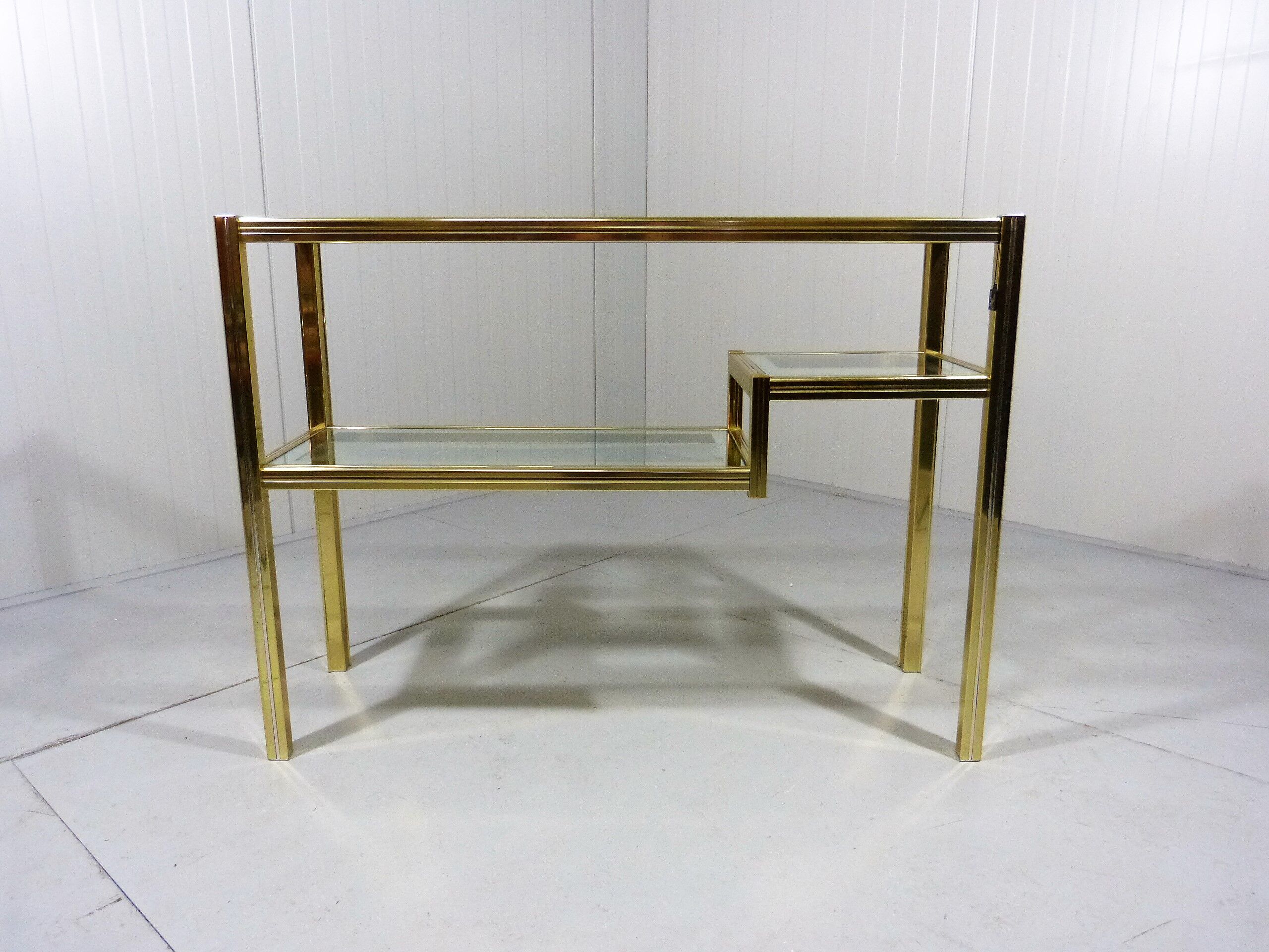 Italian glass & brass side table 1970
