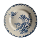 Flat plate in opaque gien porcelain, thistle pattern.