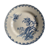Flat plate in opaque gien porcelain, thistle pattern.