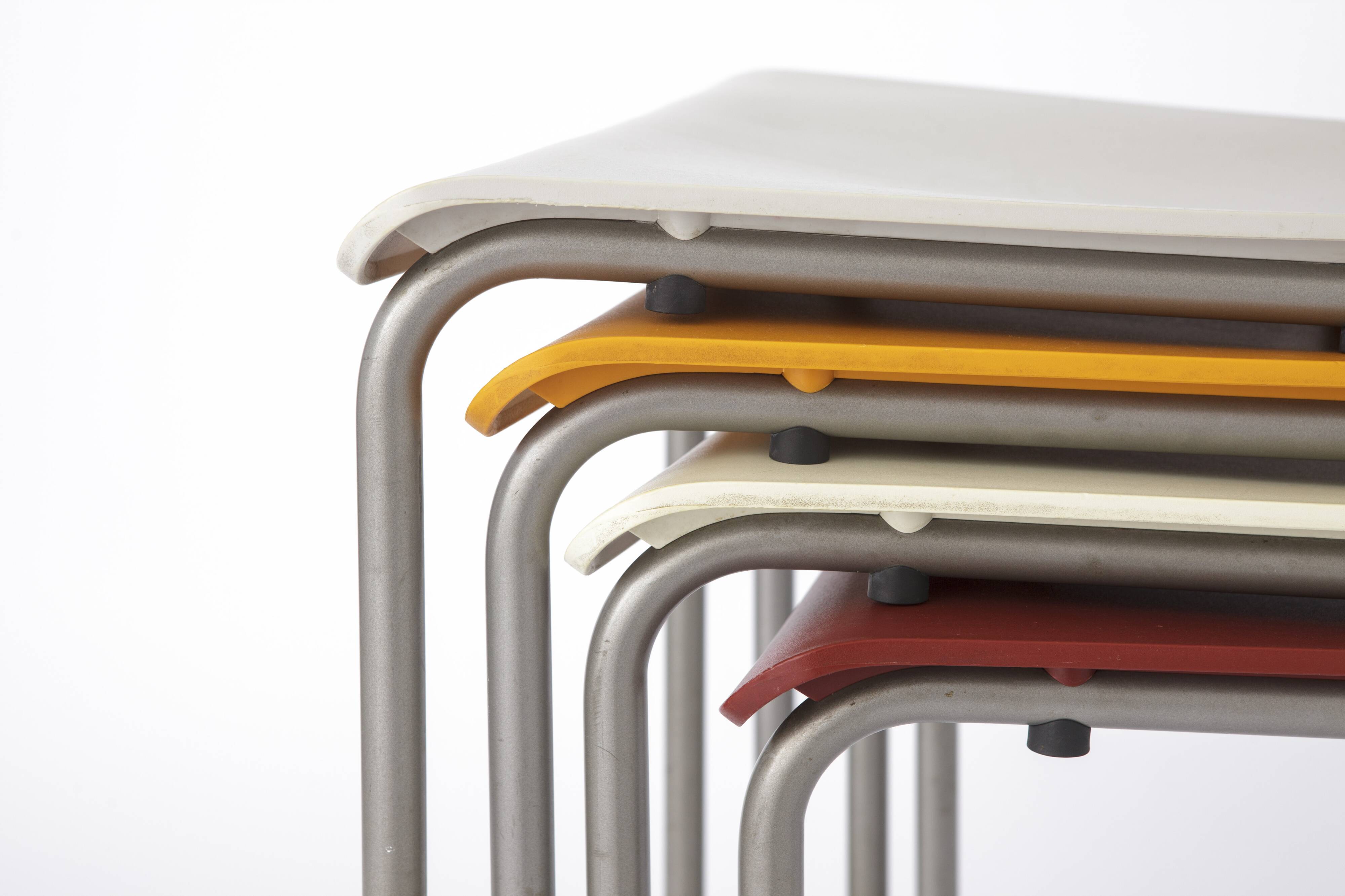 4 Stacking Chairs Vintage, Drabert by Samas Parlando, 1980s, Germany