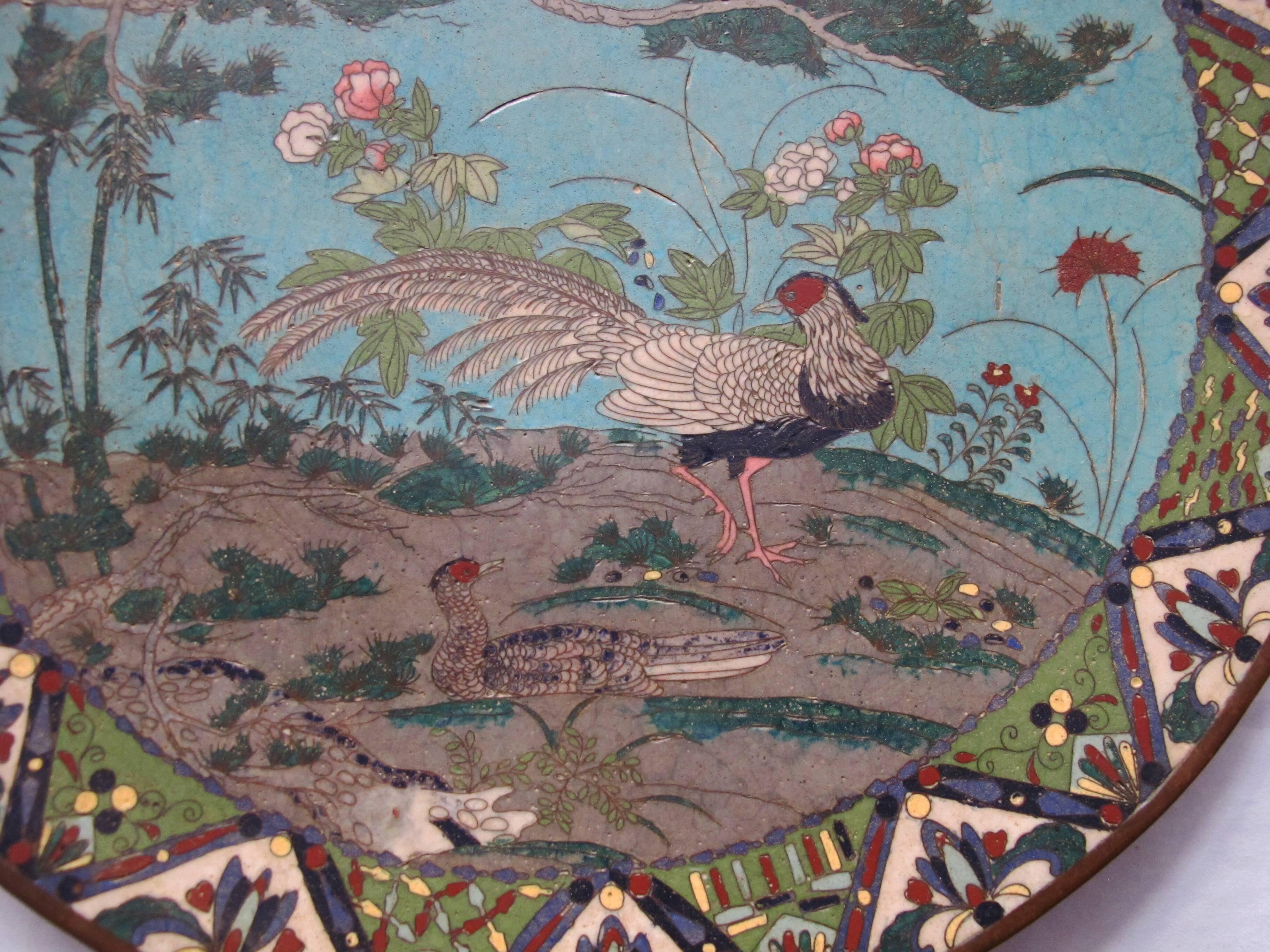 very large Chinese cloisonné enamel dish China 19th century