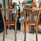 Pair of vintage Baumann bistro chairs in wood.