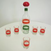 Liquor bottle and glasses, 1960s, set of 6