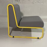 Yellow tubular modular bench & gray fabric