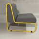 Modular tubular bench in yellow & grey fabric