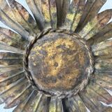 Ceiling or wall light with sun motif, brass, 1950s