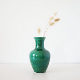 Green iridescent ceramic vase