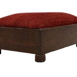 Pouf Art Déco design des années 30, tabouret minimaliste modèle bas.