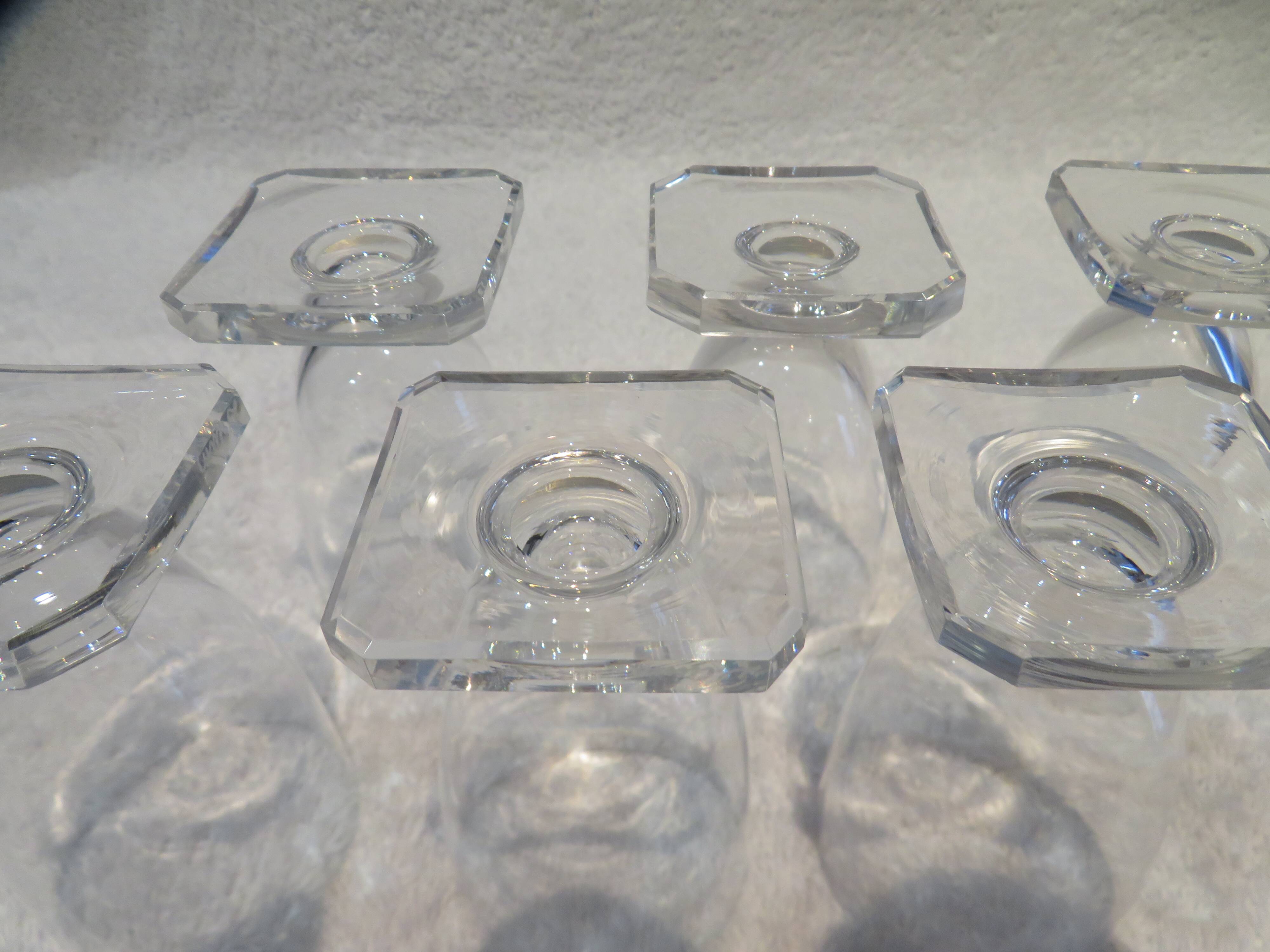 6 port or aperitif glasses 7cl Daum crystal with square base h 8.3cm