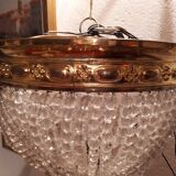 Plafonnier basket has pampilles 4 fires made of gilded brass