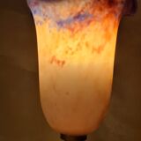 Bronze tulip lamp glass paste signed d'Eross