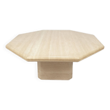 Italian Octagon Coffee Table in Travertine, 1980s