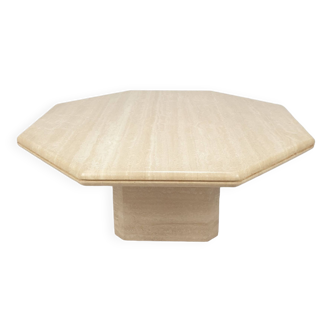 Table Basse Octogonale italienne en Travertin, 1980s