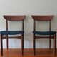 Pair of Lane Perception teak dining chairs in petrol blue-green, USA 1960s