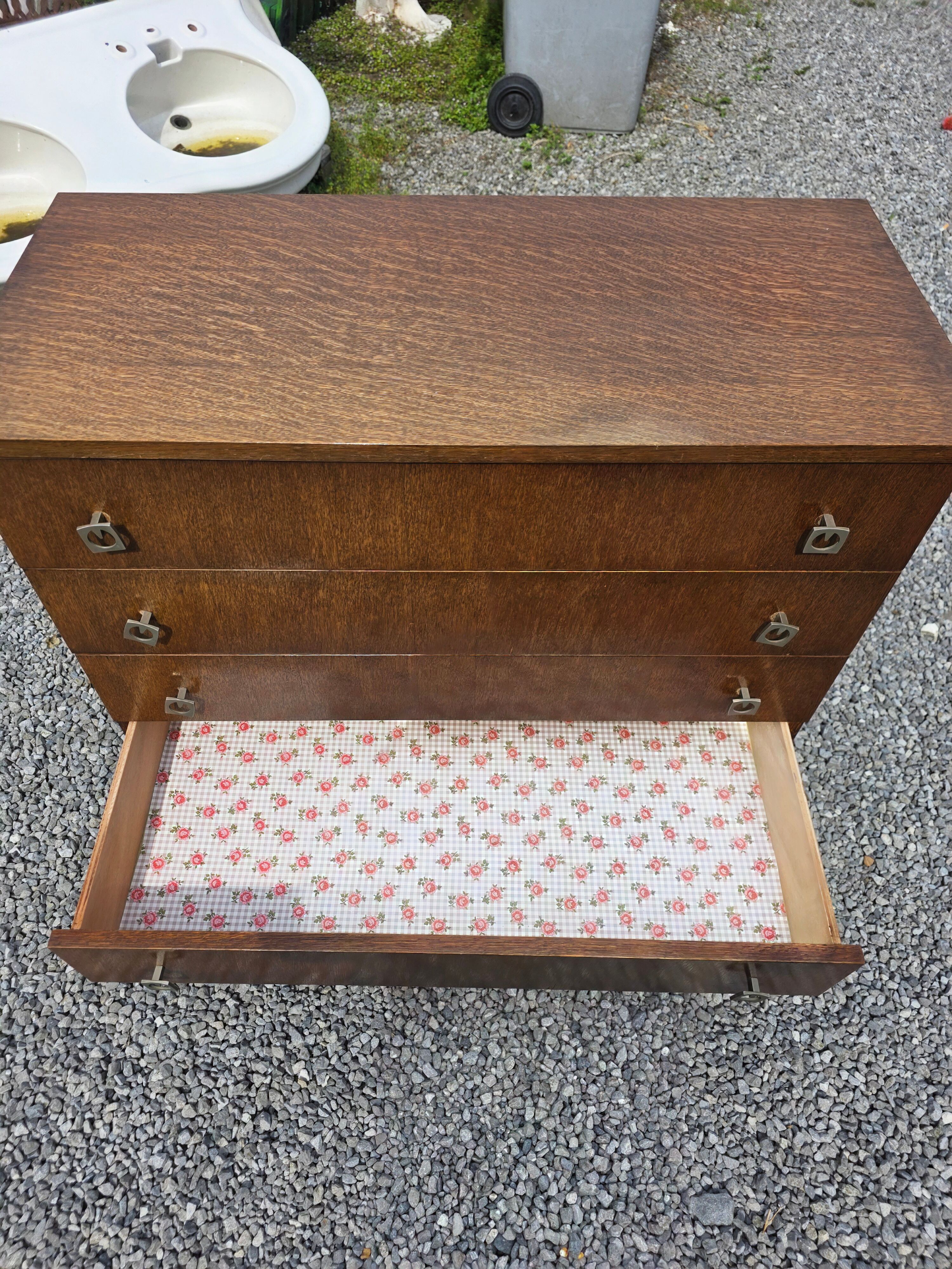 Vintage oak commode from the 1960s.