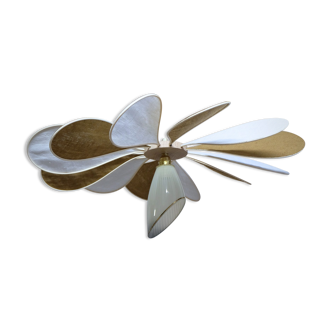 Linen suspension, rattan and vintage old globe