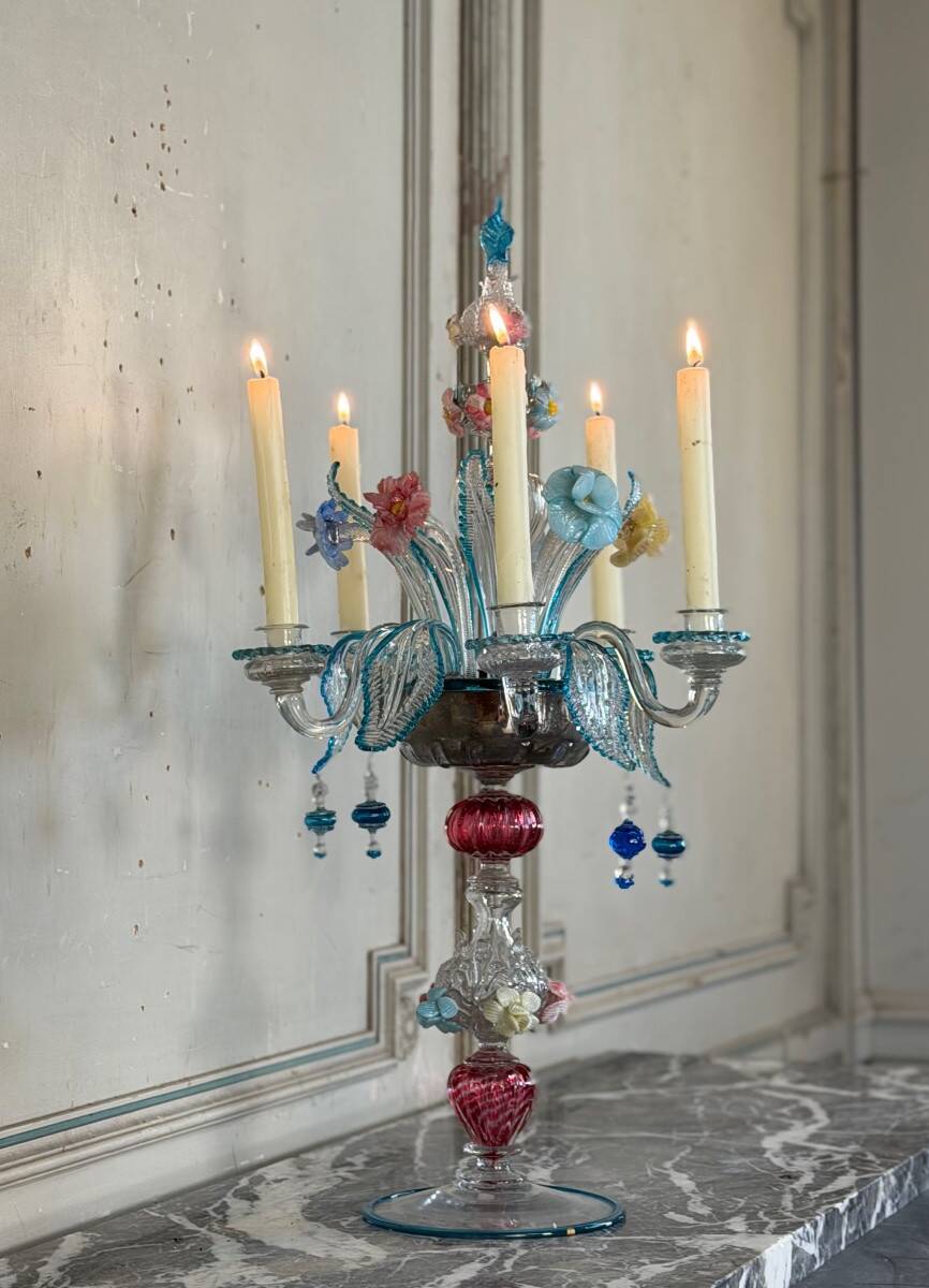 Girandole vénitienne en verre de Murano multicolore, XIXème siècle