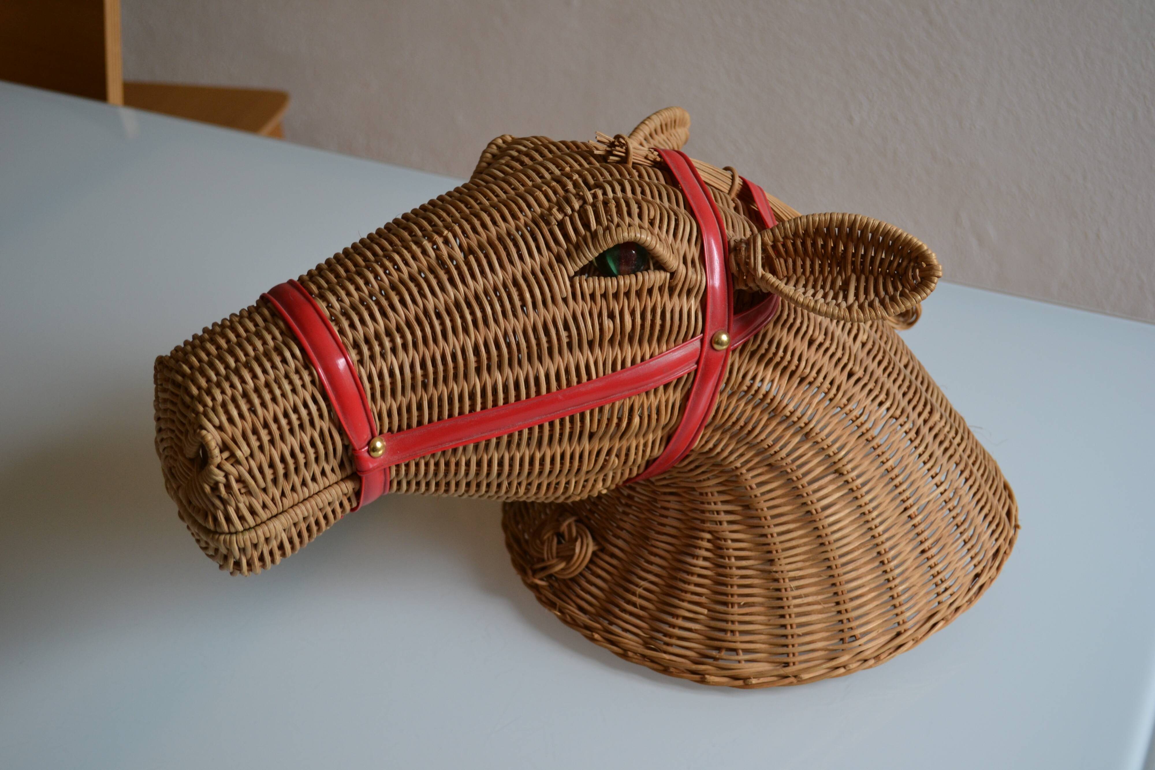 Rattan horse head 1960s 1970s