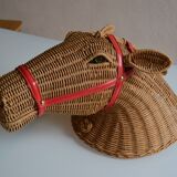 Rattan horse head 1960s 1970s