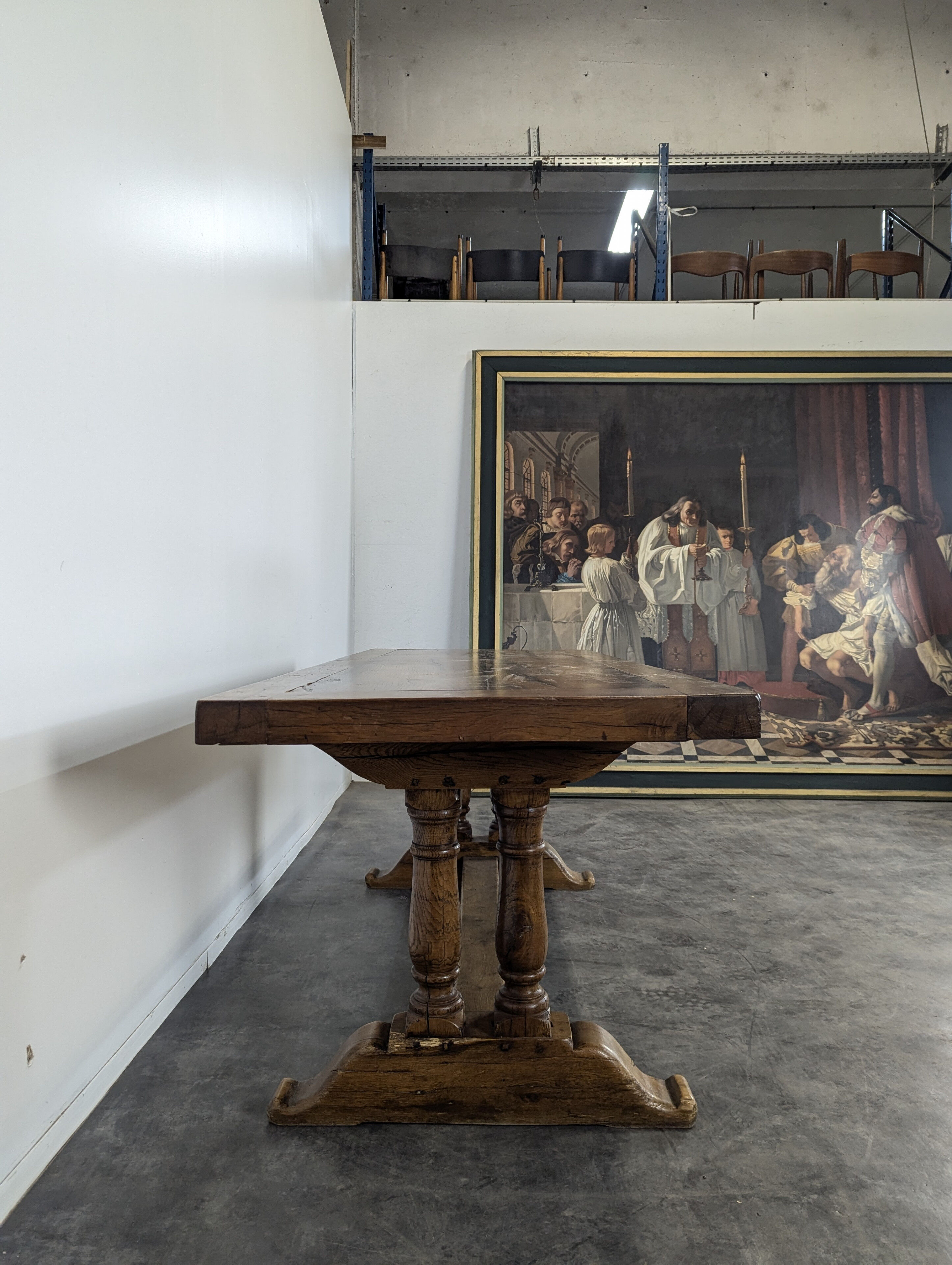 Two-column solid oak monastery table