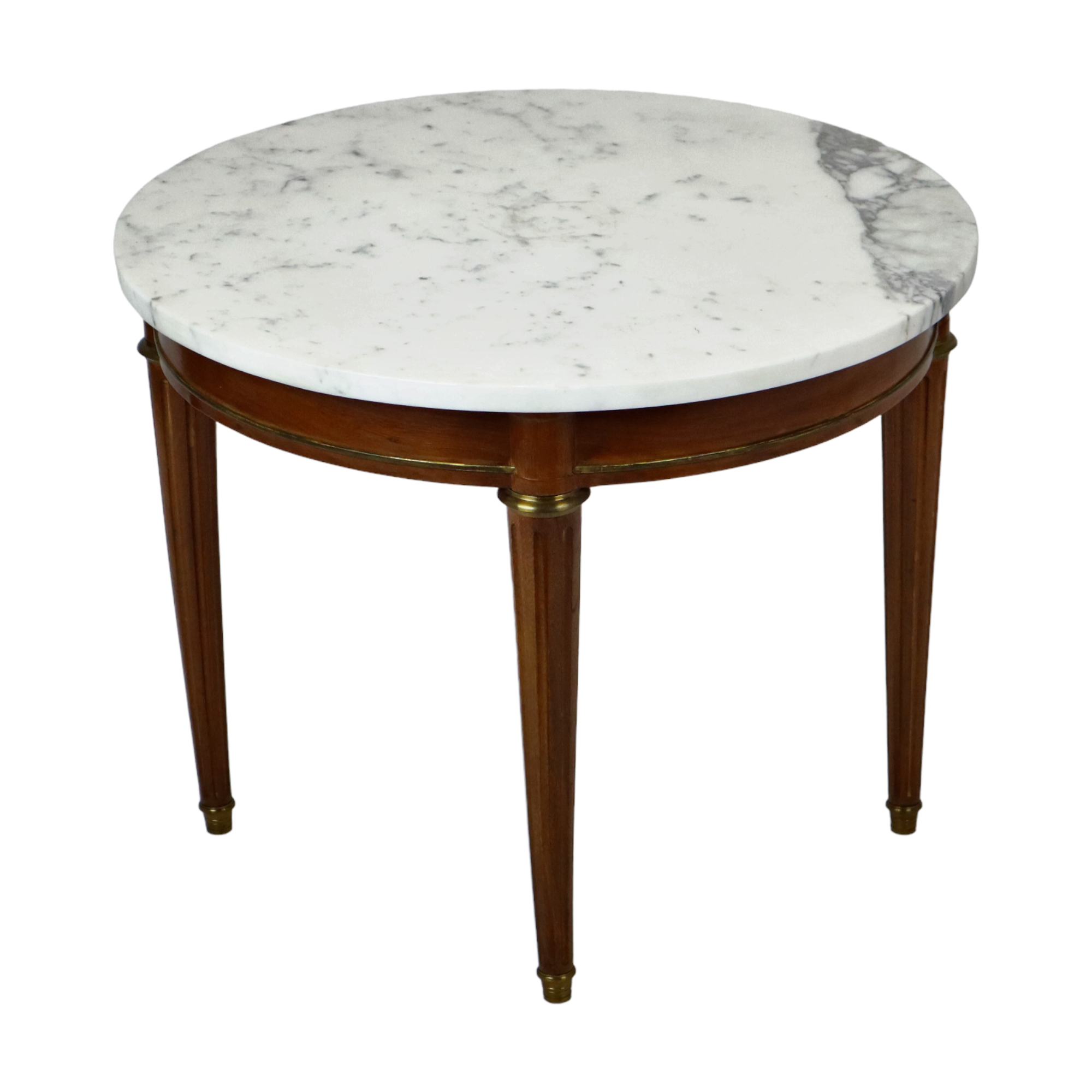 Round salon side table carrara marble mahogany bronze,  66cm