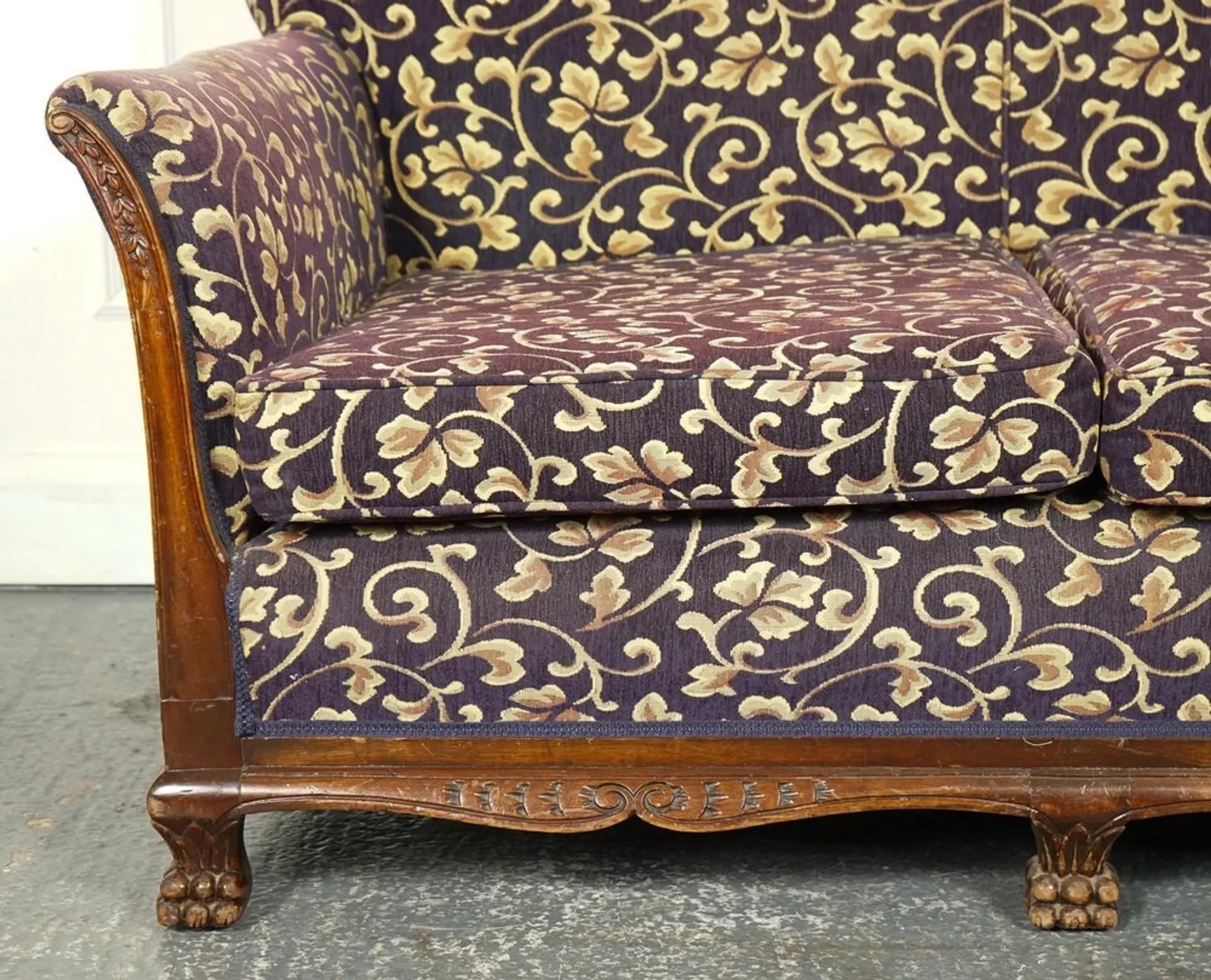Victorian Fabric Sofa and Armchairs, Set of 3