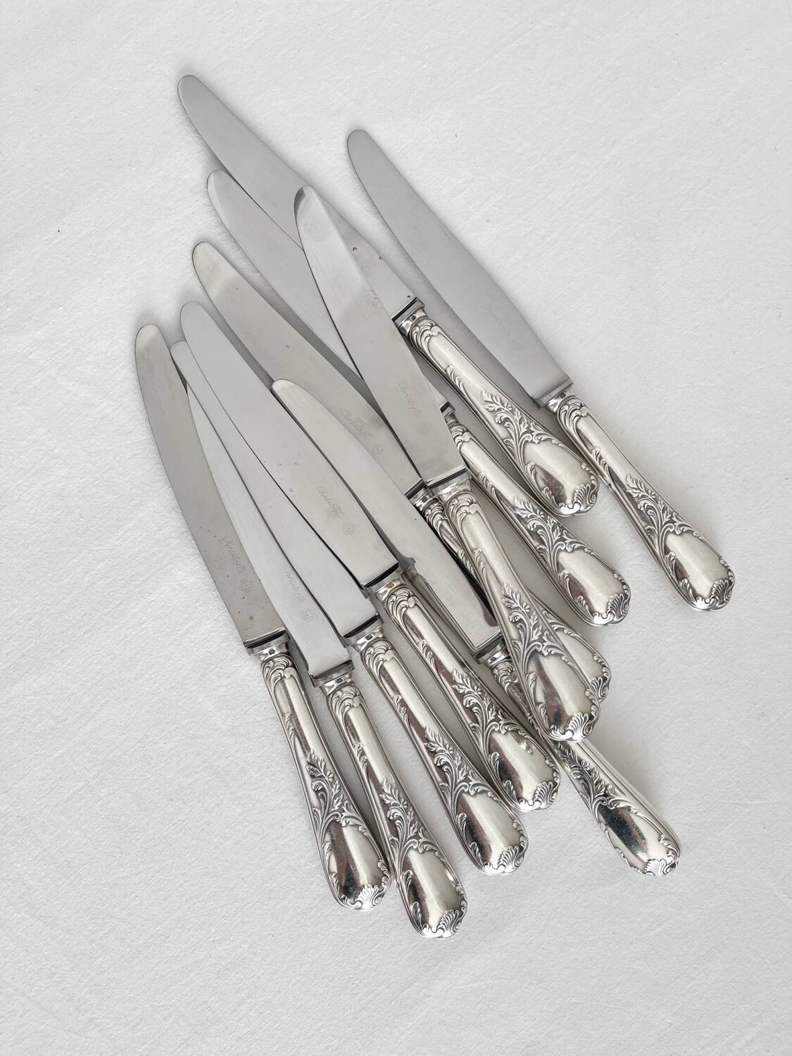 10 Christofle silver-plated “Marly” model table knives