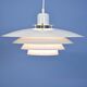 Danish hanging lamp in white with brass accent, 1980s