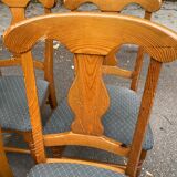 4 chaises landaises à crosses bois massif et tissu gris