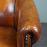 Set of 2 club chairs in black piping sheep leather