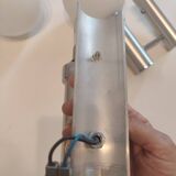 Pair of minimalist 70s opaline wall lights