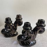 Pair of Vallauris iridescent ceramic candle holders